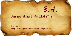 Bergenthal Arikán névjegykártya